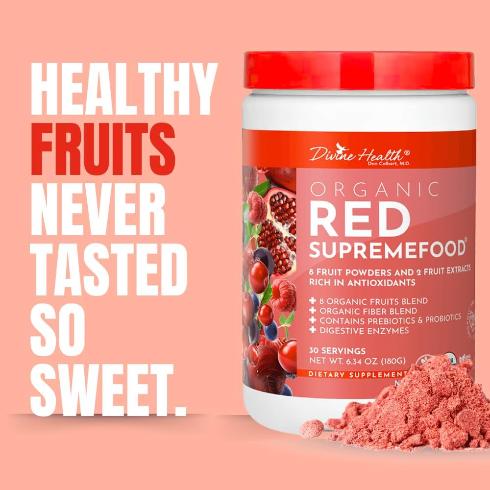 Divine Health Dr. Colbert MD Organic Red Supremefood - Berry Flavoured Blend - 180g (30-Day Supply) - görsel 4