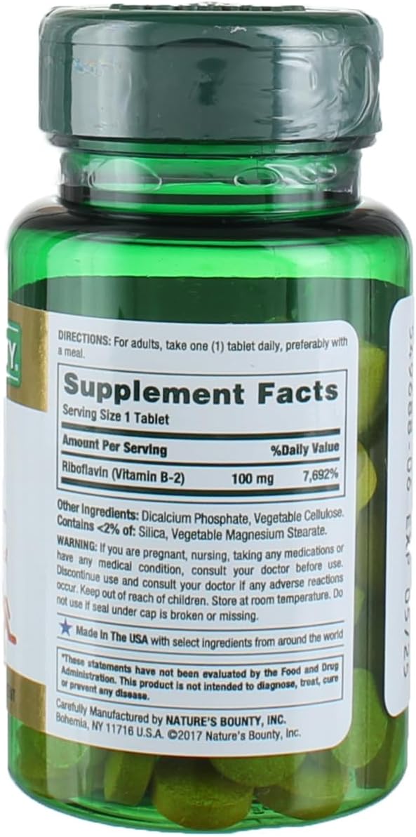 Nature's Bounty Vitamin B2, 100 mg, 100 Tablets (Pack of 4) - görsel 2