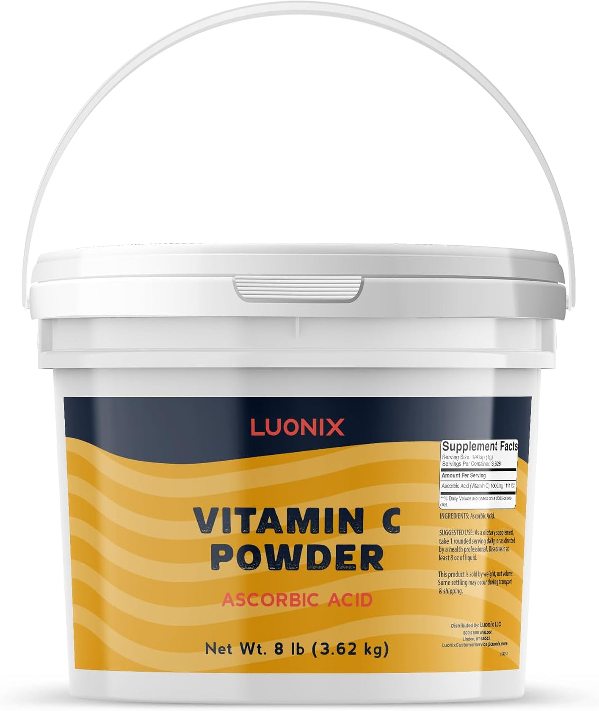Luonix Vitamin C Powder, 1 Gallon Bucket - Ascorbic Acid Supplement - görsel 1
