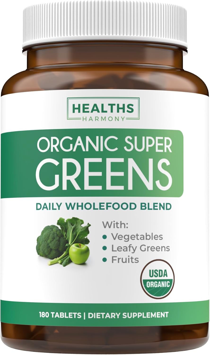 USDA Organic Super Greens Supplement – 28 Superfood Complex, Vegan & Non-GMO Tablets (Up to 2 Month Supply) - görsel 10