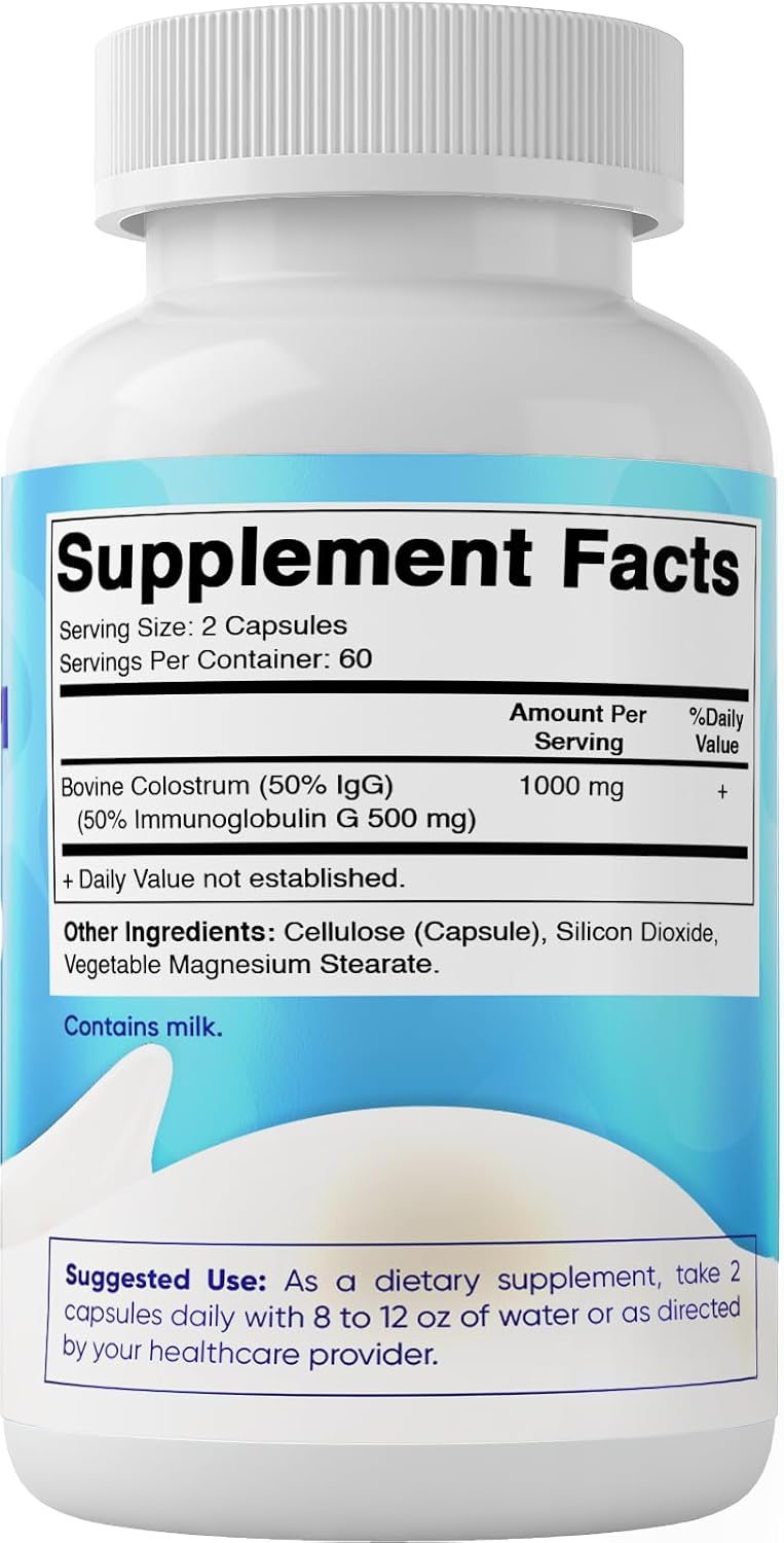 Vitamatic Bovine Colostrum Supplement – 1000 mg per Serving, 50% IgG, 120 Capsules - görsel 8