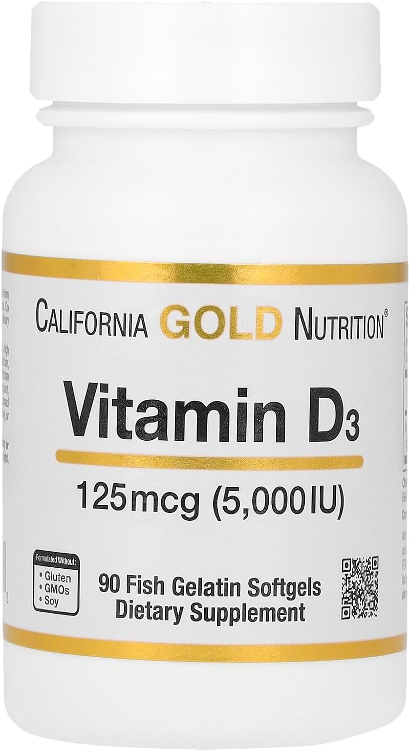 California Gold Nutrition Vitamin D3 5,000 IU - 90 Softgels - görsel 1