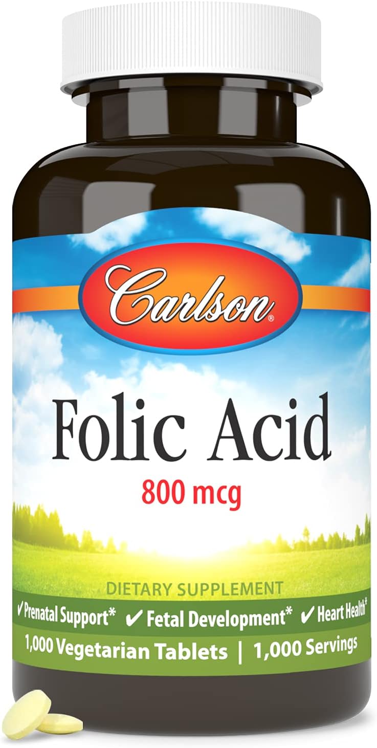 Carlson Folic Acid 800 mcg – Prenatal Support (1000 Tablets) - görsel 5