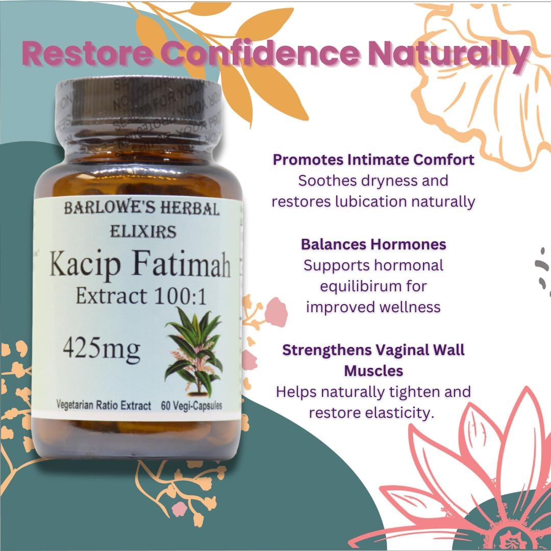 Kacip Fatimah 100:1 Extract | Labisia Pumila | Herbal Supplement for Women's Wellness | 425mg Per Capsule | 60 Vegan Capsules | Stearate-Free | Packaged in Glass - görsel 3