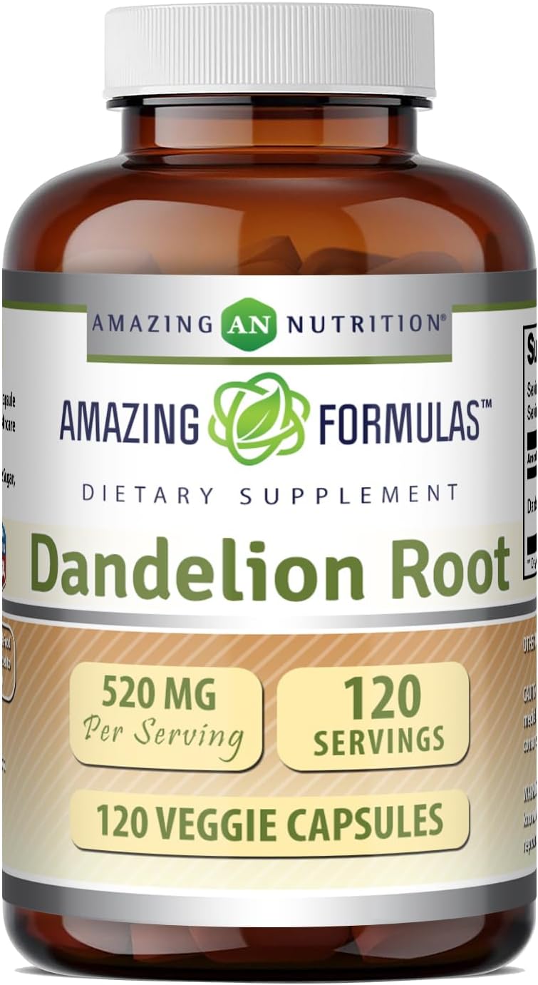 Amazing Formulae Dandelion Root Food Supplement – 520 mg per Capsule – 120 Vegan Capsules - görsel 1