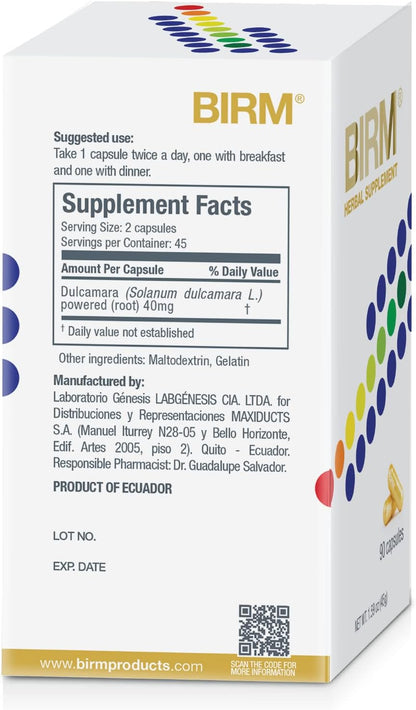 BIRM Preventive Herbal Supplement - Natural Dulcamara Extract for Immune Support - 90 Capsules (40 mg)