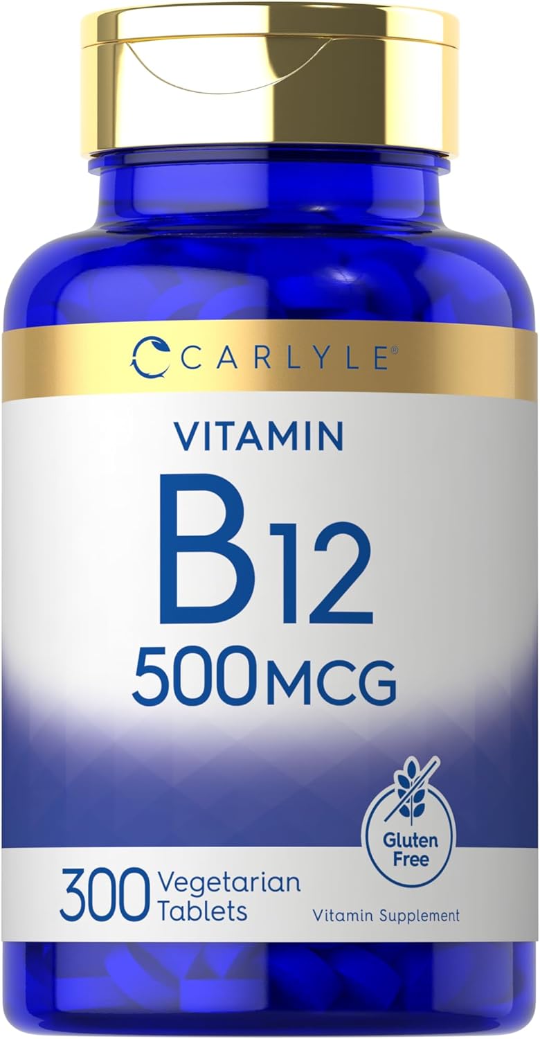 Carlyle Vitamin B-12 500mcg, 300 Tablets - Vegetarian, Non-GMO, Gluten-free - görsel 1
