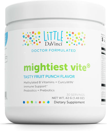 Little DaVinci Mightiest Vite Kids Multivitamin with Probiotics and Prebiotics, Fruit Punch Flavour, 30 Servings