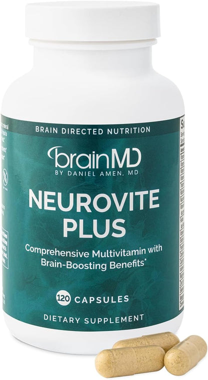 BRAINMD Dr. Amen NeuroVite Plus - 120 Capsules - Multivitamin & Mineral Supplement with Phytonutrients, Enzymes & Whole Foods - Gluten-free