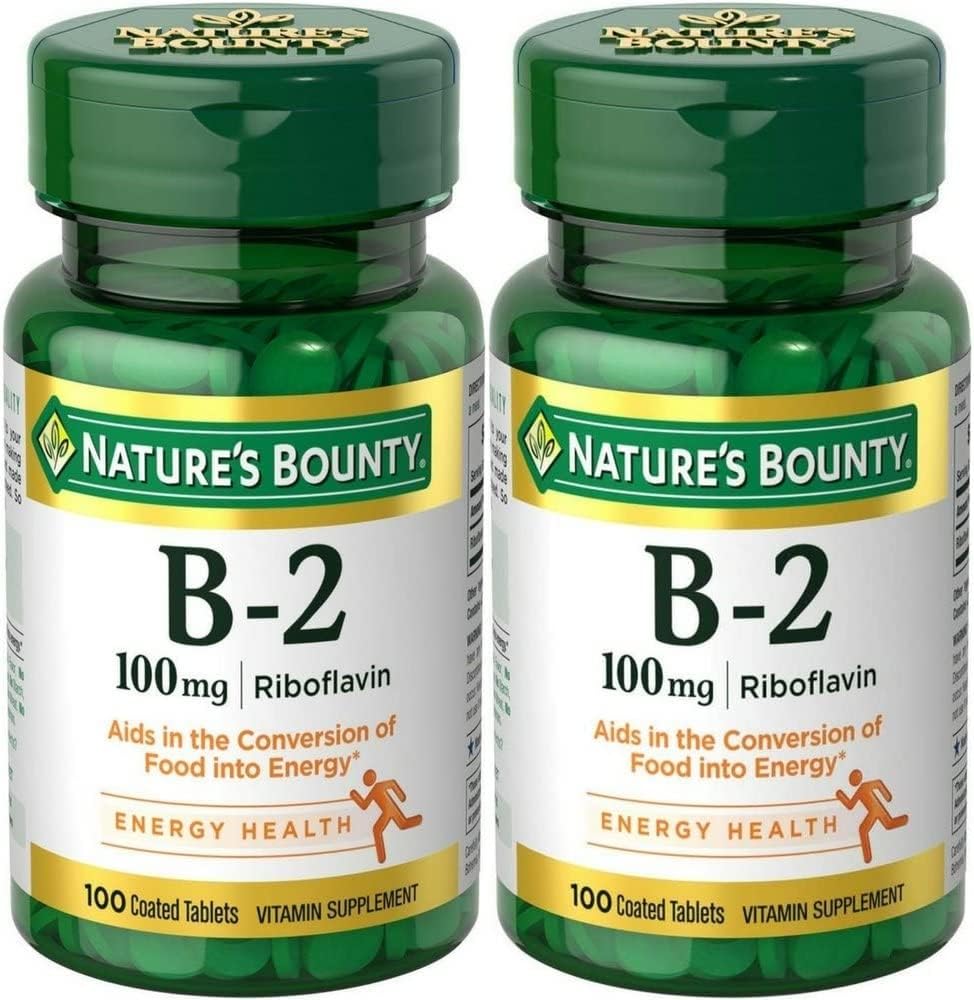 Nature's Bounty Vitamin B2 100 mg Tablets, 100 Tablets (Pack of 2) - görsel 1