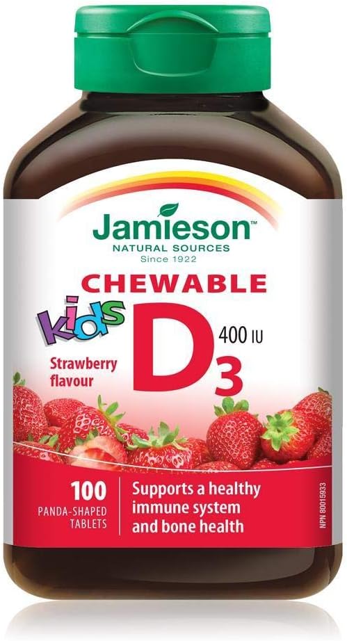 Chewable Vitamin D for Children - Strawberry 100 Tablets - görsel 1