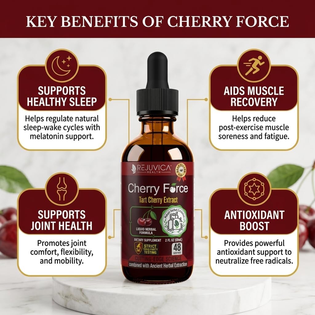 Rejuvica Health Cherry Force - Advanced Tart Cherry Extract - Liquid Drops - görsel 6