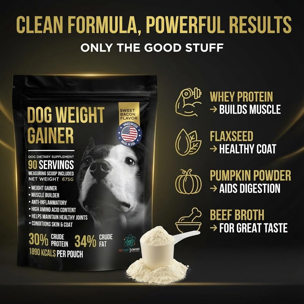 Dog Weight Gainer 90 Servings - Weight Gain Supplements for Dogs - Canine and Dog Muscle Builder - Made in The USA - görsel 3