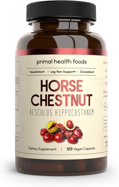 Horse Chestnut Extract 500 mg – 120 Capsules | Supports Vein Health | Vegetarian, Non-GMO & Gluten-free