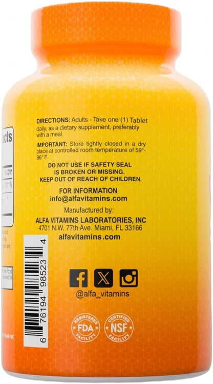 ALFA VITAMINS Vitamin C with Rose Hips – 1000 mg per Tablet – Immune and Antioxidant Support – 100 Tablets