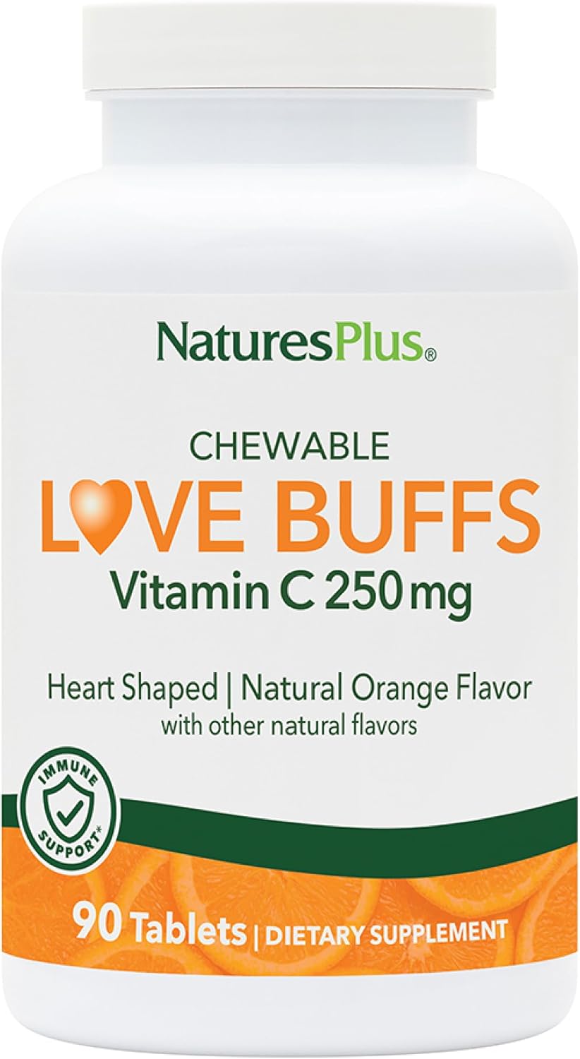 NaturesPlus Love Buffs – Buffered Vitamin C Chewable Tablets, 250mg, 90 Tablets - görsel 1
