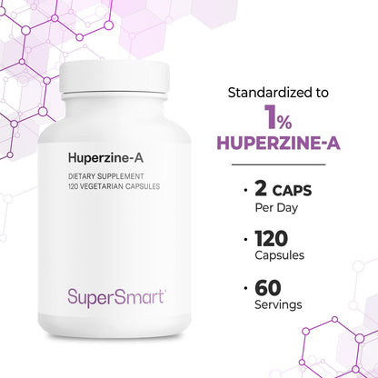 Supersmart - Huperzine-A 100 mcg per Day - Alkaloid Extract Supplement | Non-GMO & Gluten-free - 120 Vegetarian Capsules