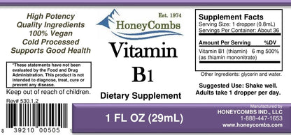 Vitamin B1 (Thiamine) Drops - High Potency Liquid - Vegan, Alcohol-Free, Non-GMO - Supports Energy, Digestion & Nervous System, 30ml