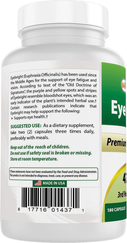 Best Naturals Eyebright 470 mg, 180 Capsules