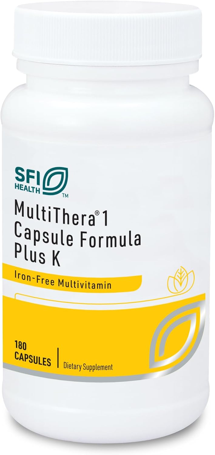 Klaire Labs MultiThera 1 Plus K Iron-Free Multivitamin with Active Folate & Vitamin K (180 Capsules) - görsel 1