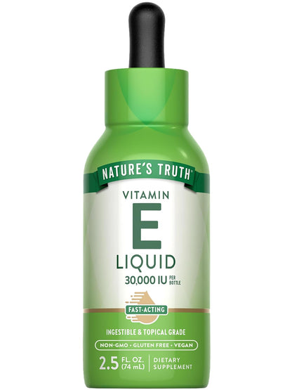 Nature's Truth Vitamin E Oil Supplement, 30,000 IU, 74 ml - Ingestible & Topical Grade