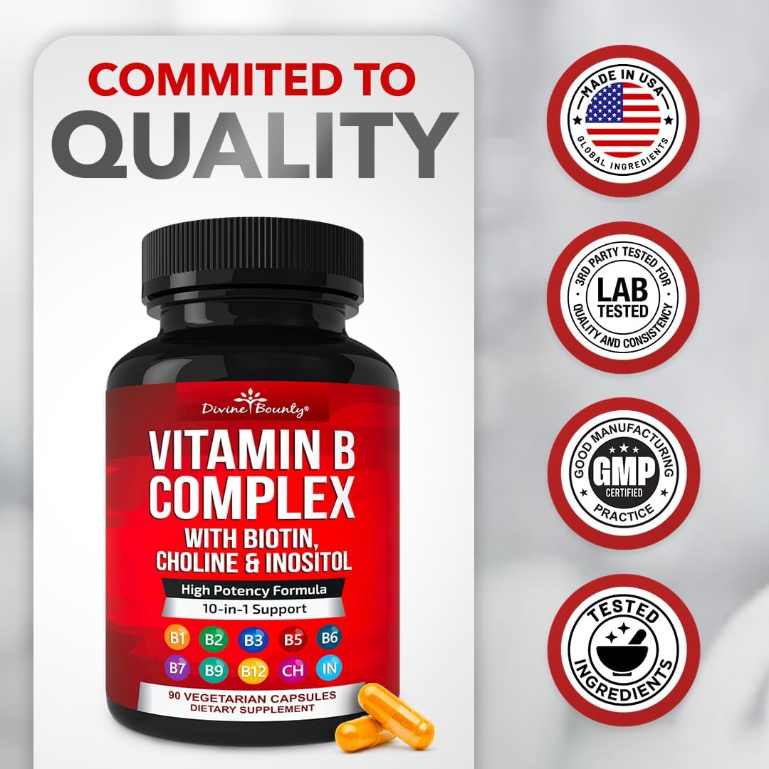 Divine Bounty Super B Complex Vitamins (90 Capsules) - görsel 7