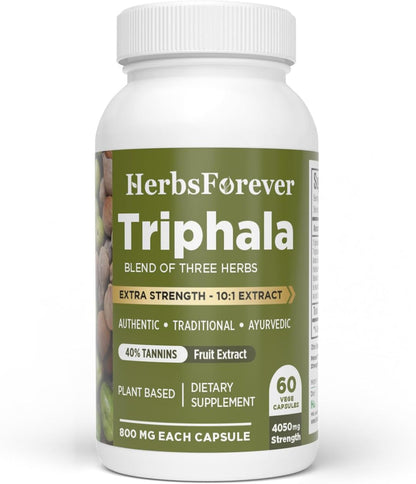 Herbsforever Triphala Capsules – 8:1 Extract (Amla, Haritaki, Bibhitaki) – 60 Vegetarian Capsules