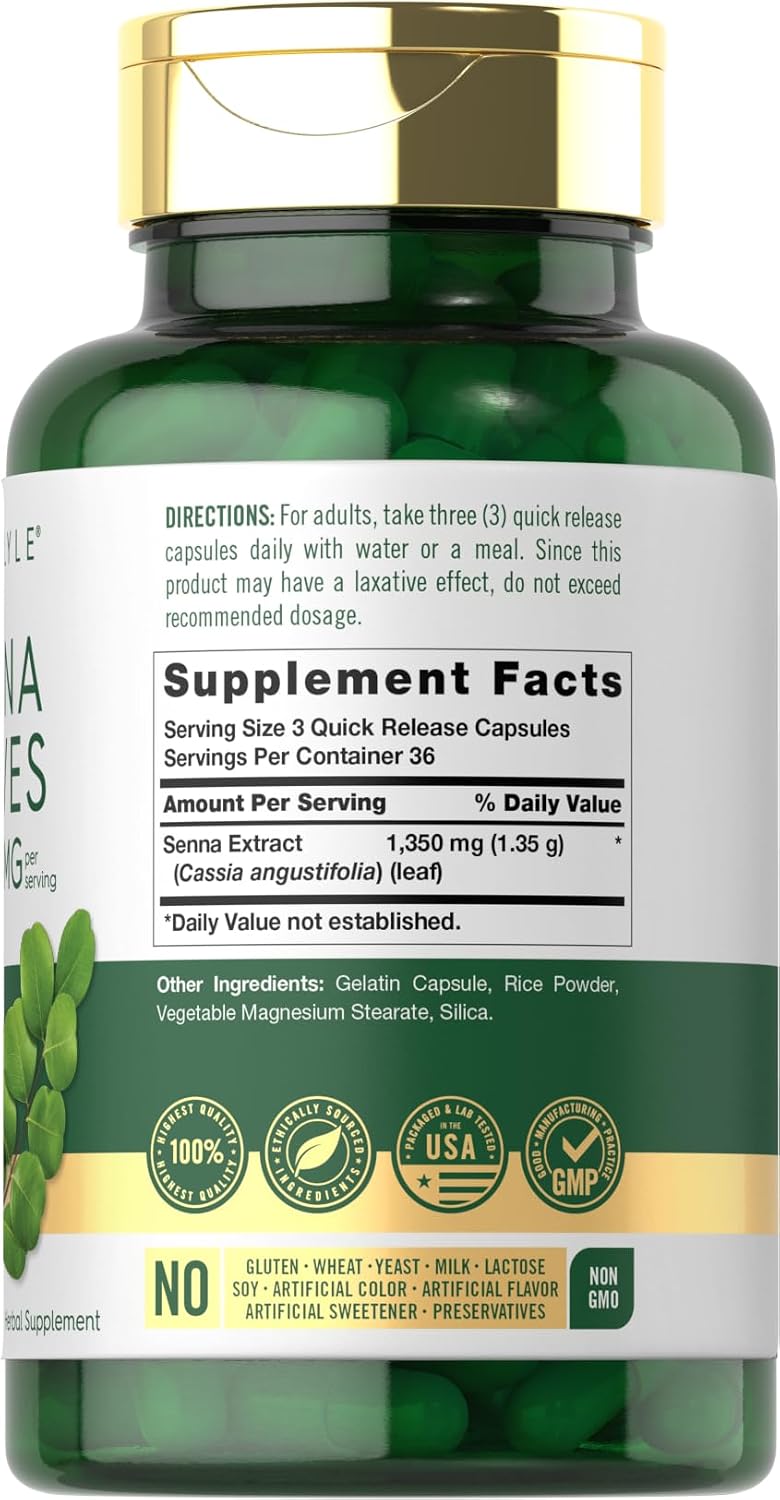 Carlyle Senna Leaves Supplement - 1350 mg, 110 Capsules - görsel 2