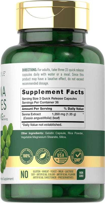 Carlyle Senna Leaves Supplement - 1350 mg, 110 Capsules