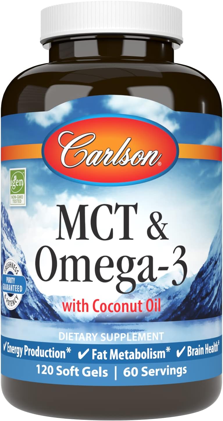 Carlson MCT & Omega-3 - Coconut Oil, Caprylic & Capric Acids, EPA & DHA, 60 Softgels - görsel 8