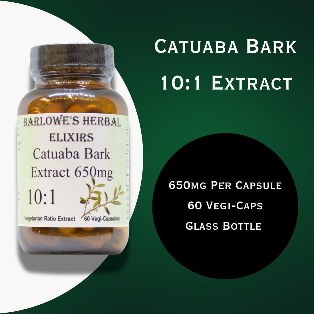 Barlowe's Herbal Elixirs Catuaba - 10:1 Extract, 650mg, 60 Vegan Capsules - görsel 3