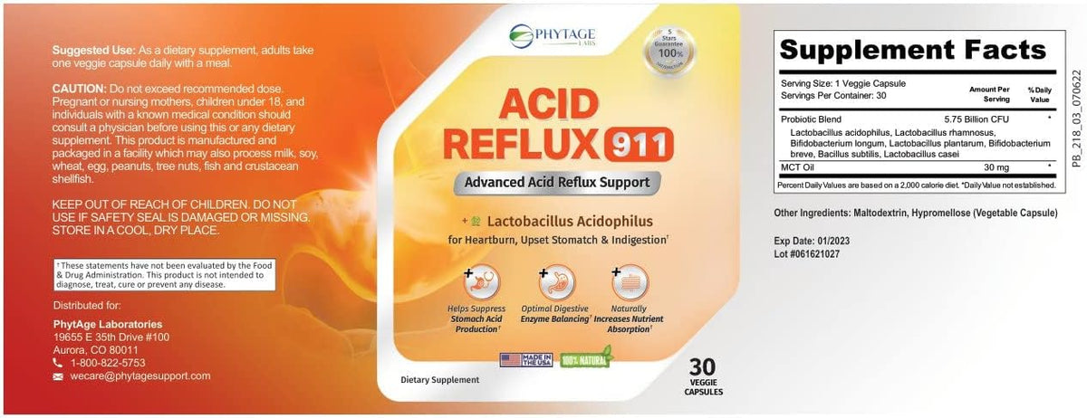 Natural Acid Reflux 911 – Heartburn & Acid Indigestion Relief Supplement, 30 Capsules - görsel 8