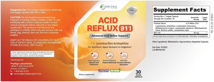 Natural Acid Reflux 911 – Heartburn & Acid Indigestion Relief Supplement, 30 Capsules
