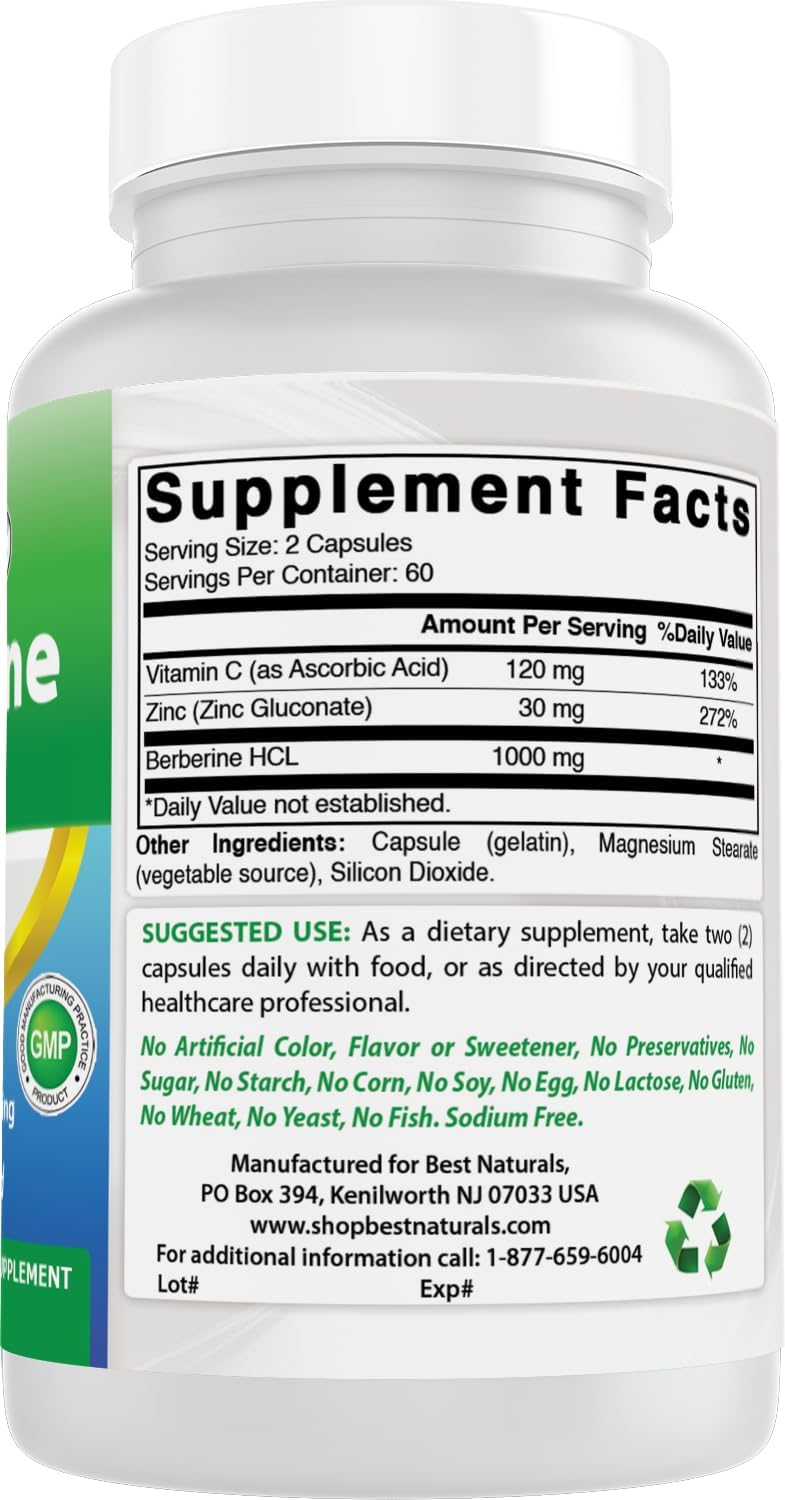 Best Naturals Berberine Plus 1000 mg per Serving, 120 Capsules (Pack of 3) - görsel 4