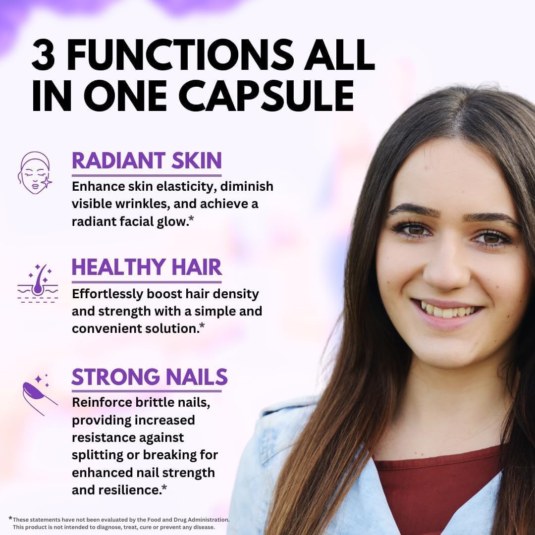 Vitboost Biotin with Hyaluronic Acid, Collagen and Keratin – 25000 mcg – Hair, Skin and Nails Supplement – 120 Capsules - görsel 3