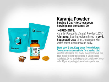 DR WAKDE's Karanja Powder (Pongamia pinnata) - Pure, Raw & Dried, 100g