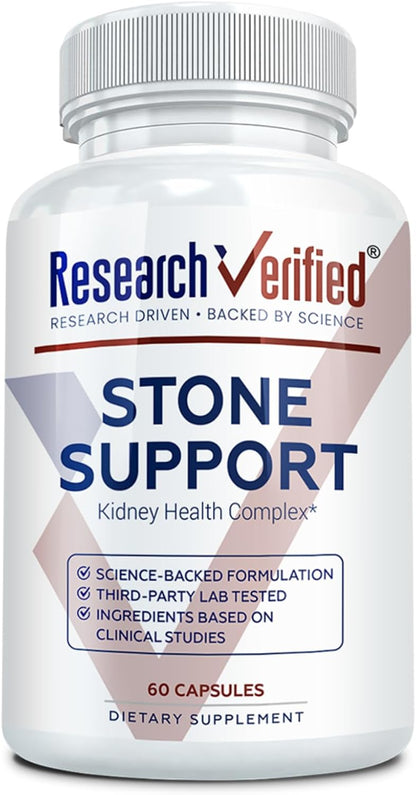 Research Verified Stone Support - Optimal Urinary Health Support with Chanca Piedra, Crataeva Nurvala, BioPerine - Vegan - 60 Capsules