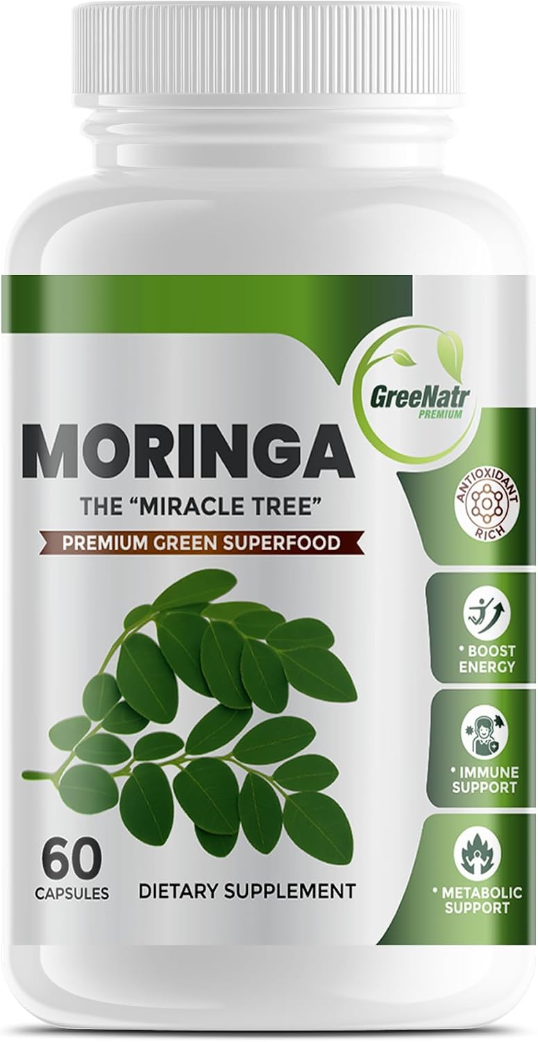 Pure Moringa Oleifera Green Superfood Capsules with Vitamin C, Omega 3 & Amino Acids - 60 Capsules - görsel 8