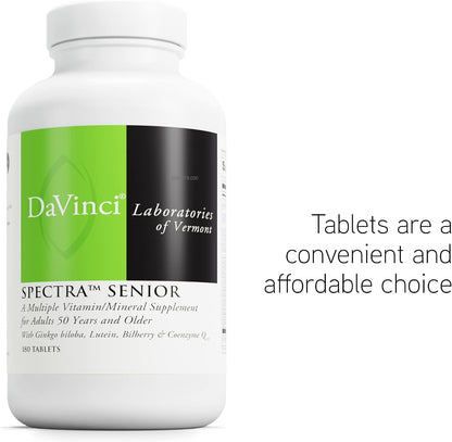 DAVINCI Labs Spectra Senior – Multivitamin for Cardiovascular, Eye & Antioxidant Support with CoQ10, Ginkgo Biloba, Bilberry Extract & More (180 Capsules)