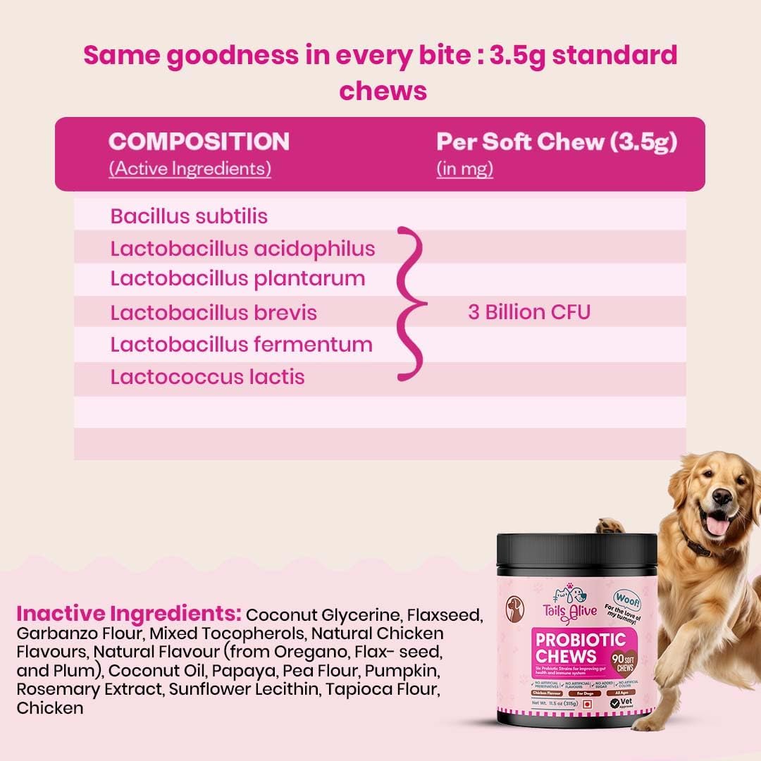 TailsAlive Probiotic Soft Chews for Dogs | Six Probiotic Strains for Gut Health & Digestion | Chicken Flavour | Supports Immune Function | 90 Soft Chews - görsel 3