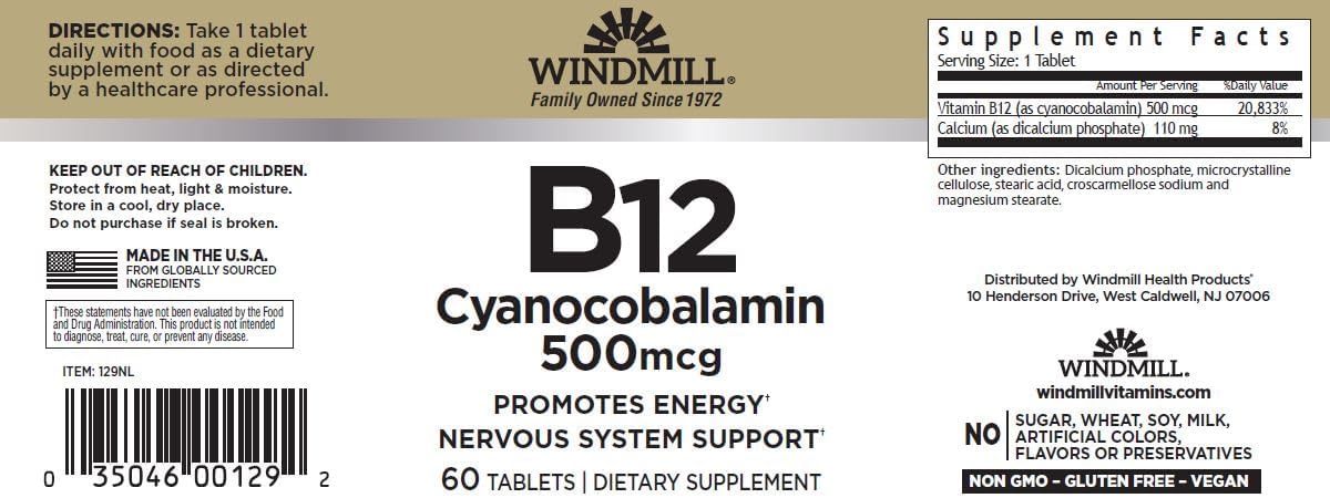 Vitamin B-12 500 mcg Tablets, 60 Tablets - görsel 2