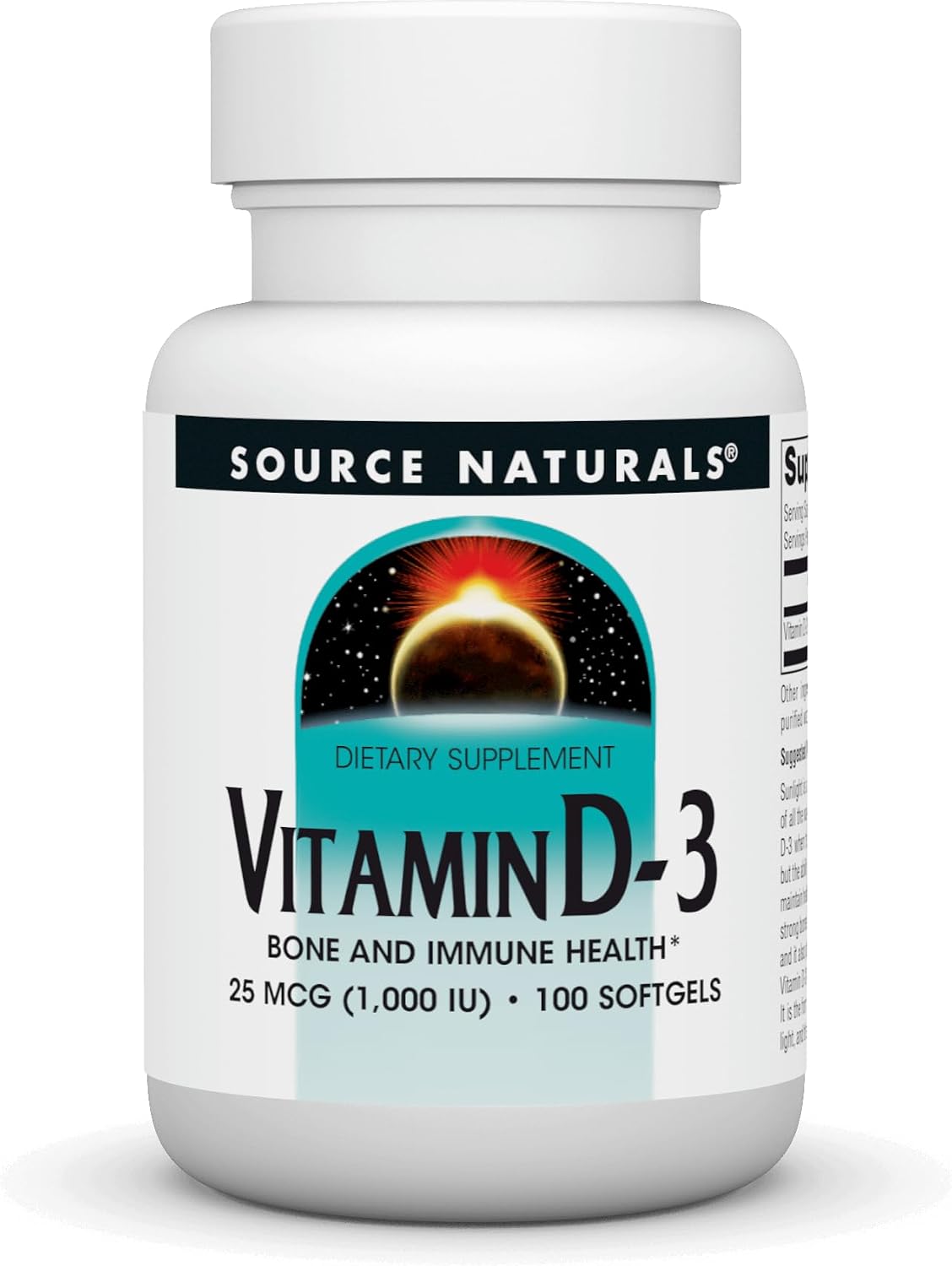 Source Naturals Vitamin D-3 1000 IU – 100 Softgels - görsel 1