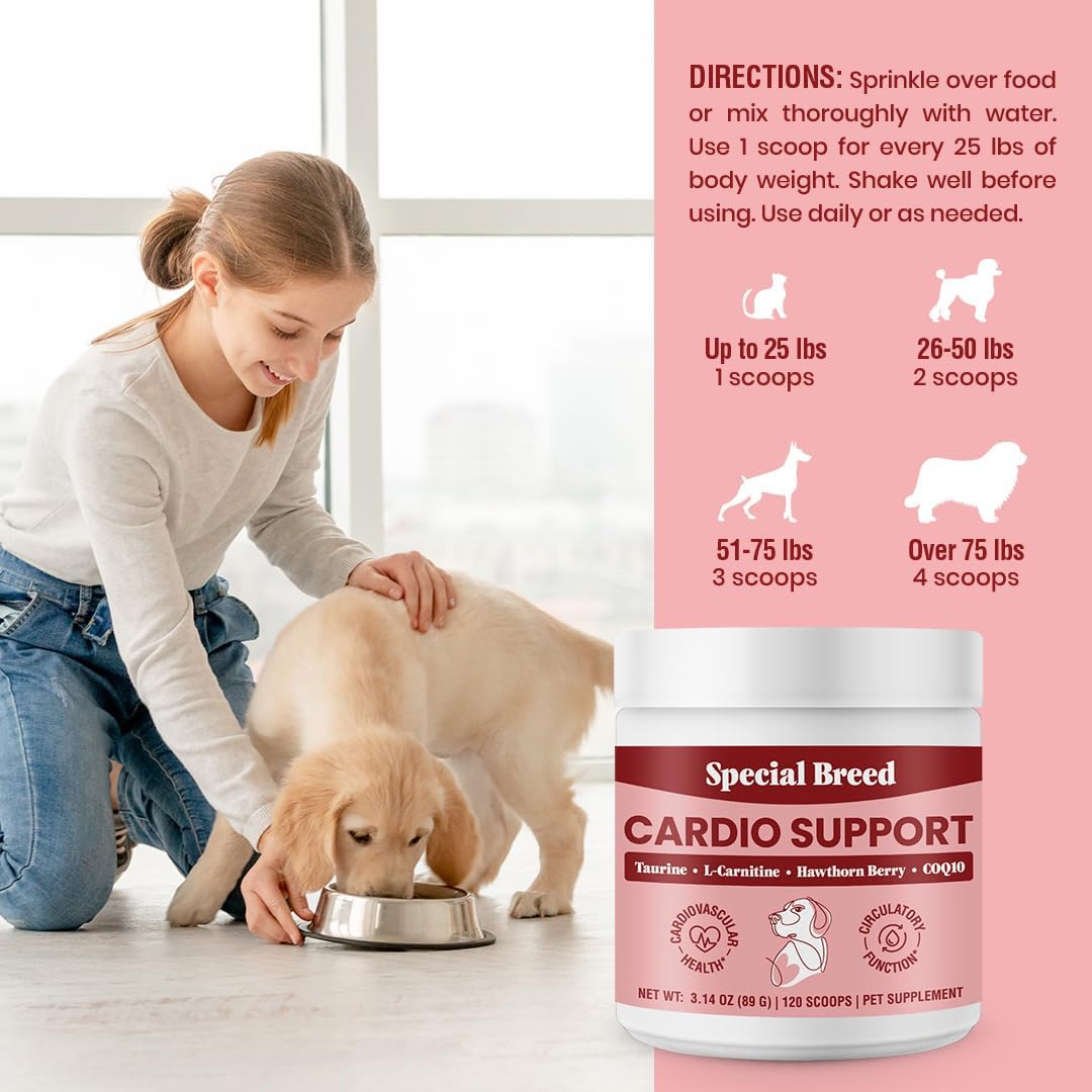 Special Breed Cardio Support for Dogs – Taurine, L-Carnitine, CoQ10 & Organic Hawthorn Berry Powder – 120 Servings - görsel 8