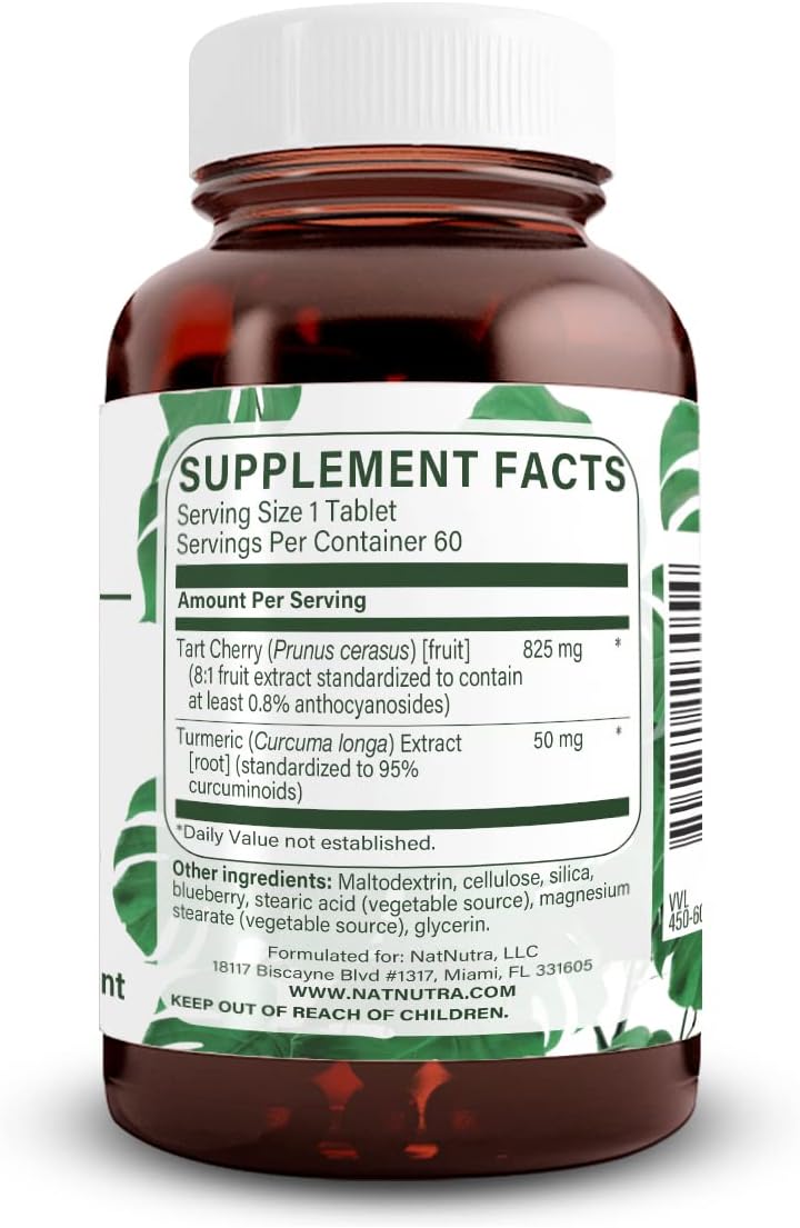Natural Nutra Tart Cherry Extract with Turmeric Curcumin - Joint, Immune & Sleep Support - 60 Tablets - görsel 2