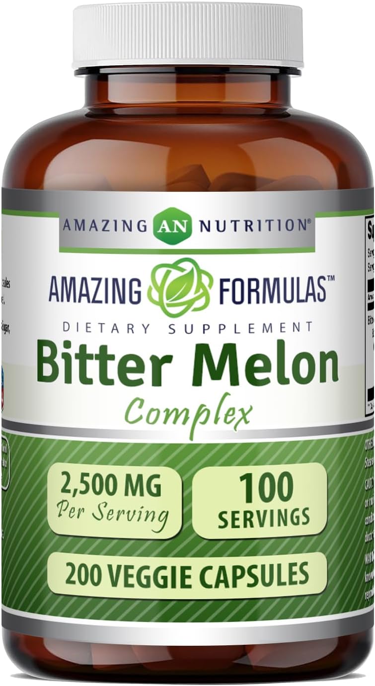 Amazing Formulae Bitter Melon Complex Supplement | 2500 mg per Serving | 200 Vegetable Capsules | Non-GMO | Gluten-free | Made in USA - görsel 1