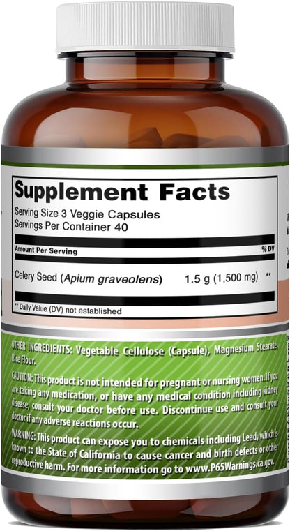Amazing Formulae Celery Seed Extract | 1500 mg per Serving | 120 Vegetable Capsules