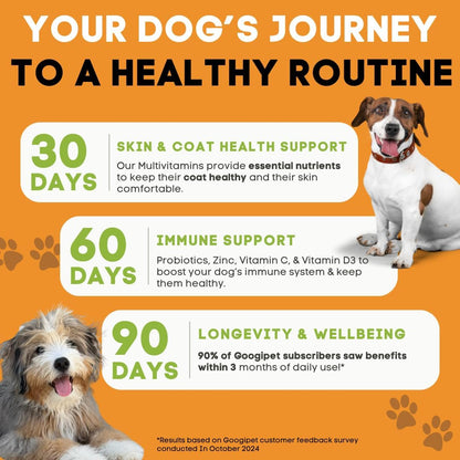 Googipet Premium Dog Multivitamin Chewable - Joint Support, Probiotics & Omegas (Chicken Flavour)