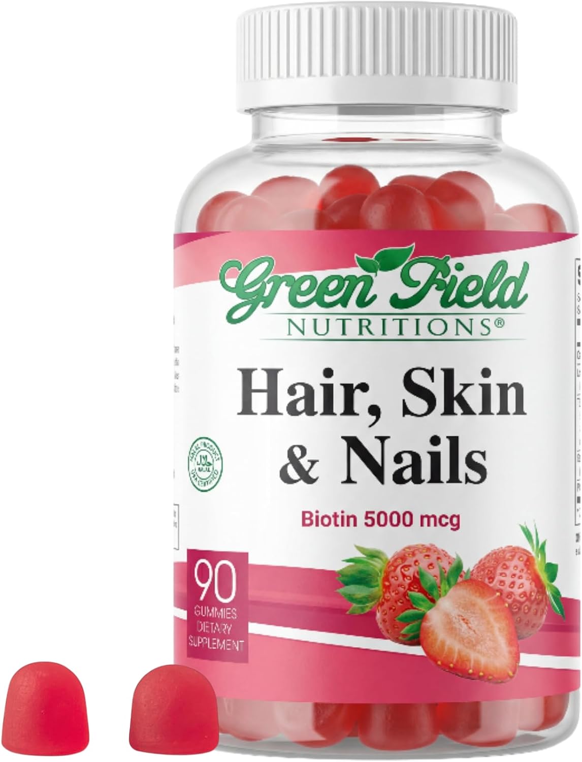 Greenfield Nutritions Halal Biotin Gummies for Hair, Skin and Nails | 5000 mcg | 90 Gummies - görsel 1