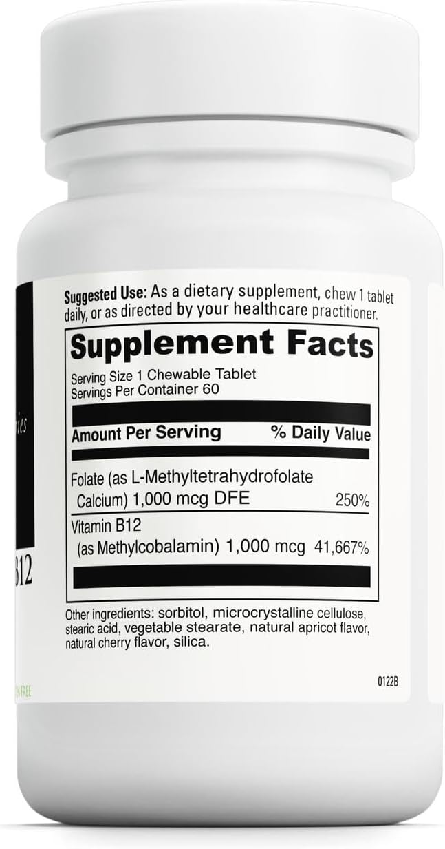 DAVINCI Labs Active Folate B12 Chewable - Food Supplement to Support Heart Health, Healthy Nerves, Immune Function and Energy Production - with Folate and Vitamin B12 - 60 Chewable Tablets - görsel 2