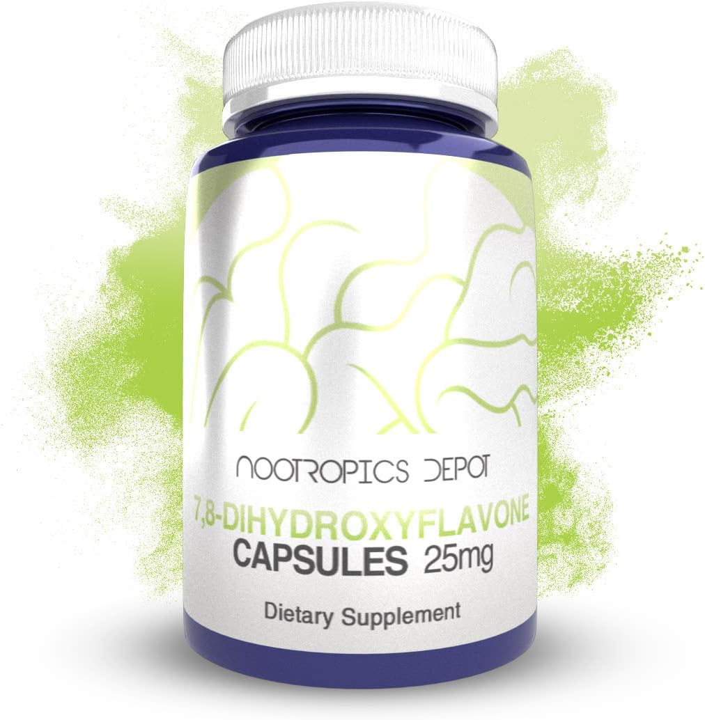 Nootropics Depot 7,8-Dihydroxyflavone Capsules | 25mg | 120 Count | 7,8 DHF | Brain Booster | Supports Cognitive Function and Brain Health - görsel 1